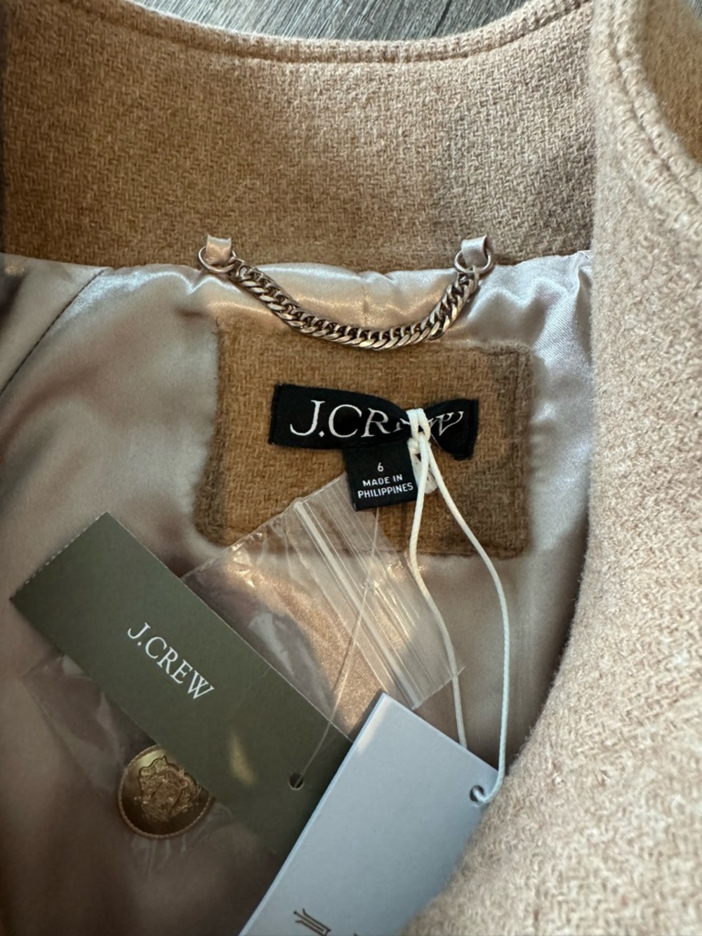 J. Crew Camel Toscana Stadium Coat Italian Wool Blend - Picture 3 of 10
